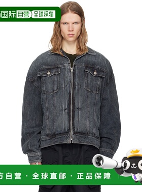 1h可退 潮奢 Juun.J 男士 灰色拉链卡车司机牛仔夹克 JC5339PD2