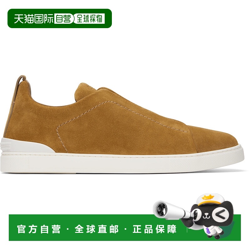 1h可退 潮奢 Zegna 杰尼亚 男士 黄褐色 Suede Triple Stitch 运