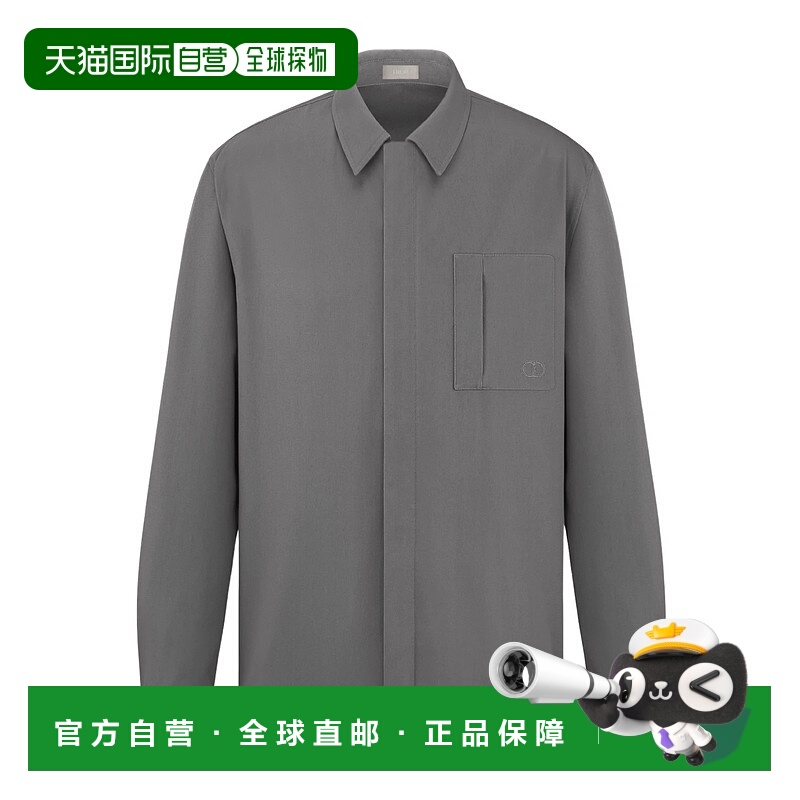 1h可退 DIOR 男士衬衫 513C542A6472C888 SS2025 灰色 CD 图标刺