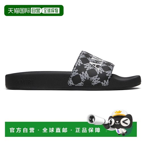 1h可退 潮奢 AMIRI 男士 黑色 MA Quad Canvas 拖鞋 AMFOSL1006