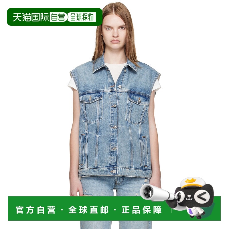 1h可退 潮奢 ANINE BING 女士 蓝色 Rory 牛仔马甲 A0110857