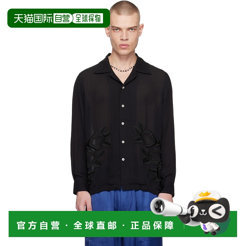 1h可退 潮奢 Bode 男士 黑色 Midnight Daffodil 衬衫 MRF24SH009