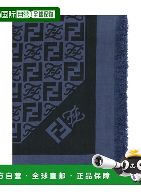 1h可退 FENDI 男士围巾 FXS610AIJOF0QR8 SS2022 蓝色 Wool and s