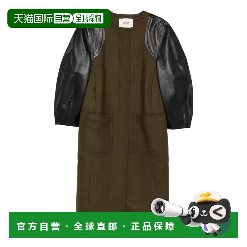 FENDI 女士外套 FF6150AJ0KF1T6G AW2025 棕色 WOOL AND LEATHER