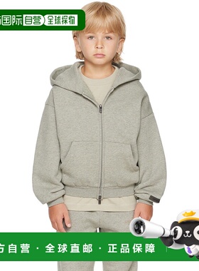 1h可退 潮奢 Essentials 女童 灰色 Fleece Zip Up 儿童连帽衫童
