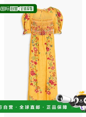 1h可退 潮奢 FARM RIO 女士 剪口印花棉质中长连衣裙 298392FLOWE