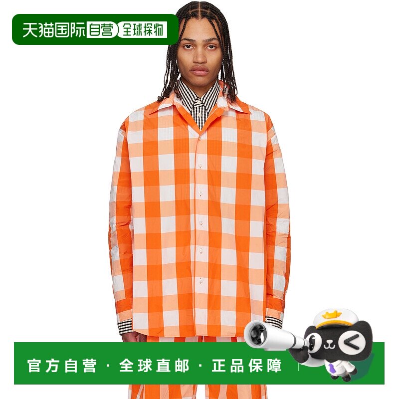 1h可退 潮奢 Walter Van Beirendonck 男士 橙色 Maxi 衬衫 6002