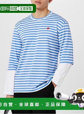 1h可退 潮奢 comme des garcons play 男士 Peeping 条纹心形T恤