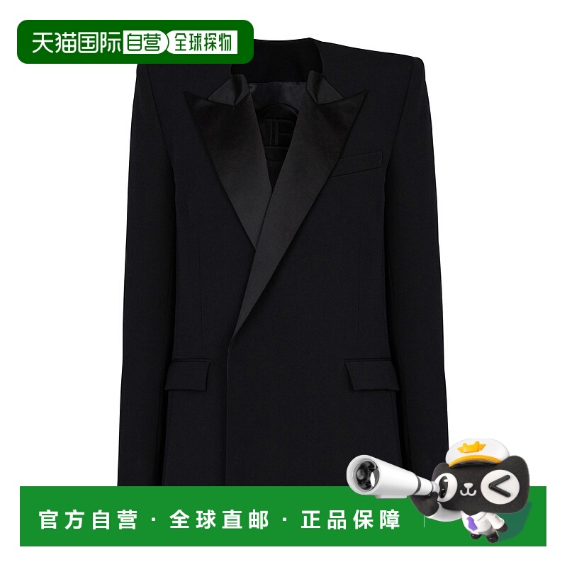 1h可退 BALMAIN 男士西服 EH1SI770MD02EAP SS2025 黑色 缎面翻领