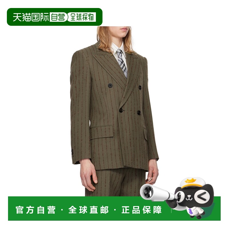 1h可退 BURBERRY 男士西服 81035221 SS2025 花色 条纹羊毛修身西