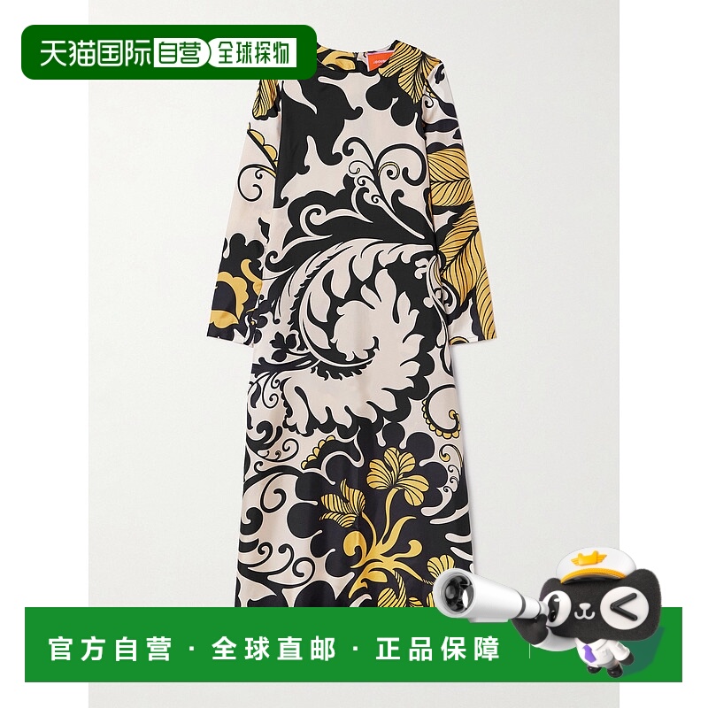 1h可退 潮奢 La Doublej 女士 飘逸印花斜纹丝绸中长连衣裙 DRE01