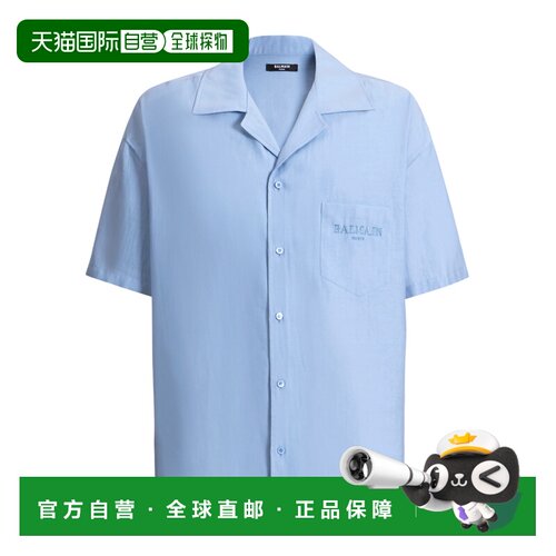 BALMAIN 男士衬衫 HH1HL060CG756HY AW2026 蓝色 短袖衬衫