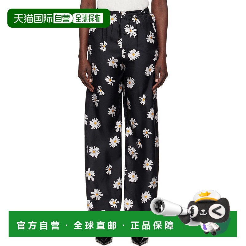 1h可退 潮奢 Moschino 莫斯奇诺 女士 黑色 Allover Daisy 长裤 A