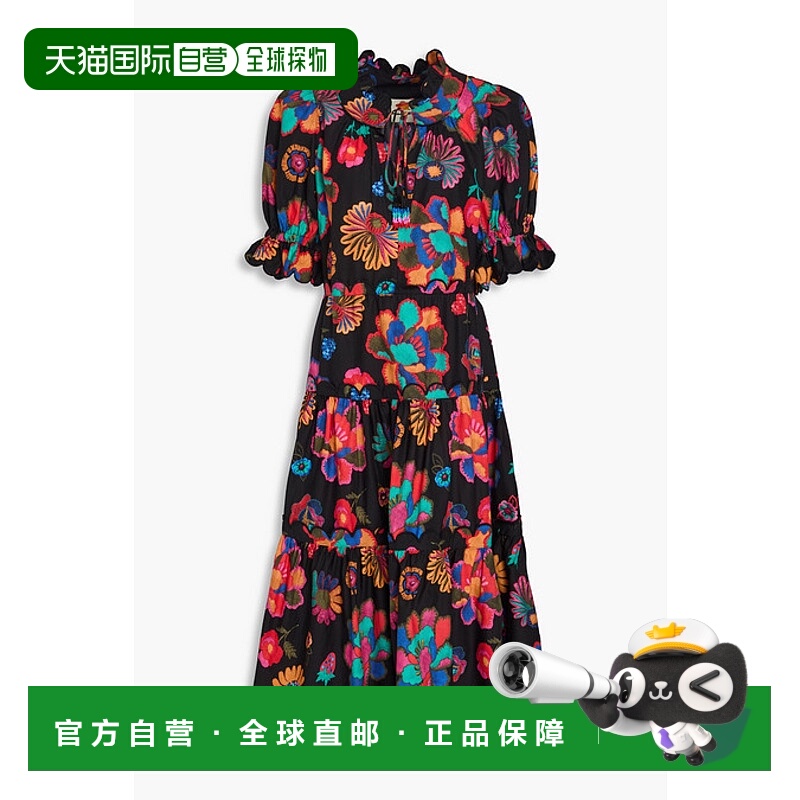 1h可退 潮奢 FARM RIO 女士 齿纹印花棉质府绸中长连衣裙 304584L