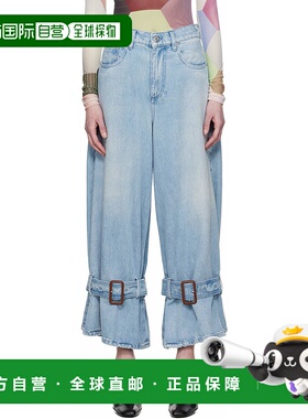 1h可退 潮奢 J.W. Anderson 女士 蓝色 Buckled Cuff 牛仔裤 DT01