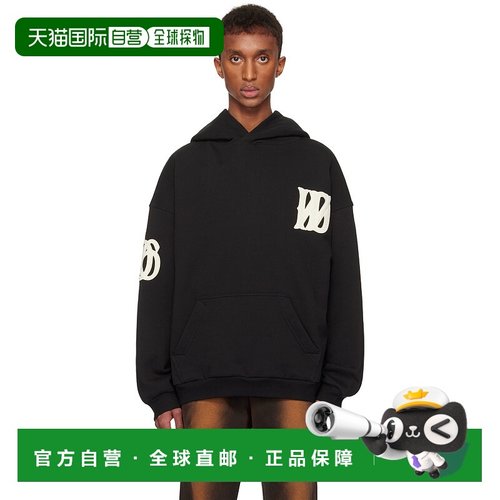 1h可退 潮奢 We11Done 男士 黑色 Boucle Letter Logo 连帽衫 WD