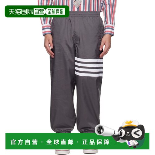 Thom Browne 汤姆 布朗 男士 灰色 Shiny Ripstop 4-Bar 运动裤 M