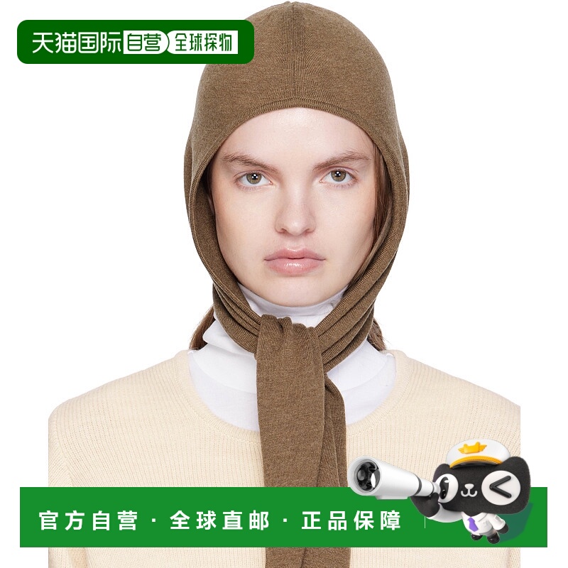 1h可退 潮奢 Lemaire 女士 棕色 Fine Wool Head Scarf 兜帽 AC12