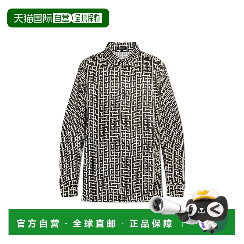 1h可退 BALMAIN 男士衬衫 FH1HS485VI36GFE AW2025 灰色 长袖衬衫