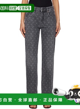 1h可退 潮奢 Marine Serre 女士 灰色 Moon Laser Straight 牛仔