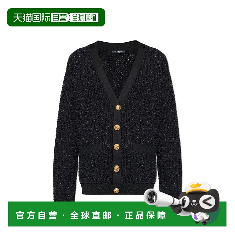 1h可退 BALMAIN 男士针织衫 FH1KL080KI750PA AW2025 黑色 长袖针