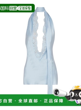 BALMAIN 女士围巾 FF1AG700MH406DR AW2025 蓝色 露背流苏缎面上