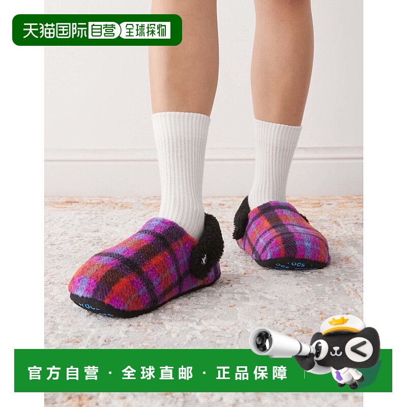 1h可退 潮奢 Crocs 卡骆驰 女士 Cozzzy 经典款抓绒紫色格纹便鞋