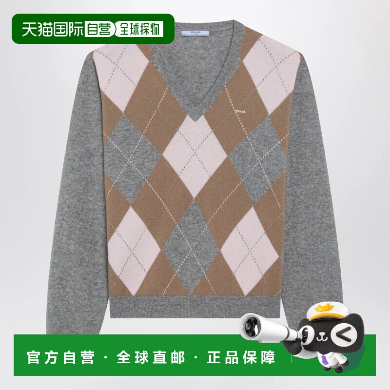 PRADA 女士针织衫 P24G3QOOO6519F0LPX AW2026 灰色背心 - 实物图