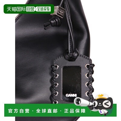 GANNI 女士单肩包 A7295099 CO 黑色 Smooth leather. Crescent d