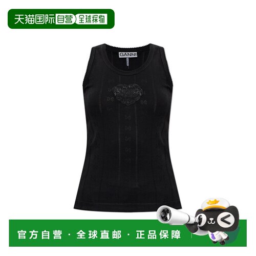 GANNI 女士背心吊带 A104045111614099 AW2026 黑色 Top with a p