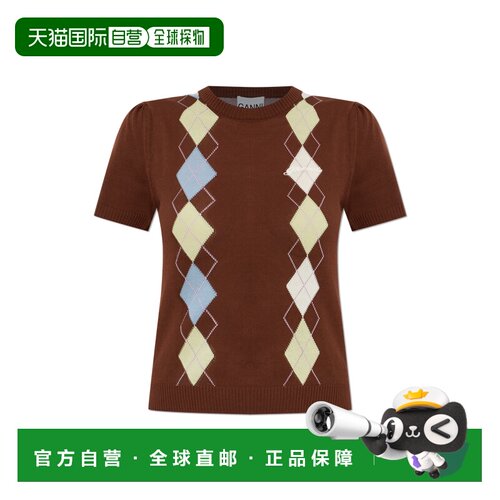 GANNI 女士背心吊带 A10402951211105H AW2026 棕色 Top with a r