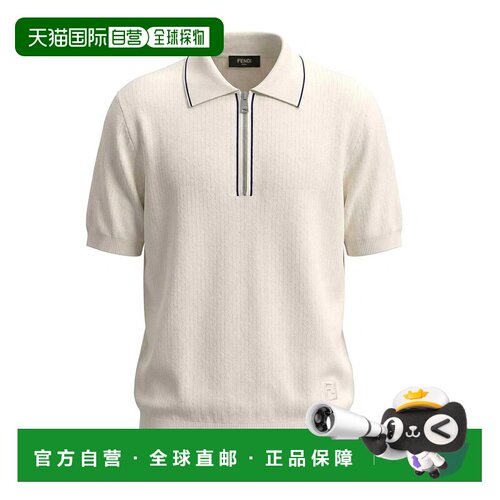 FENDI 男士T恤 FZC174AWZ9F10W6 CO Zip Polo白色短袖