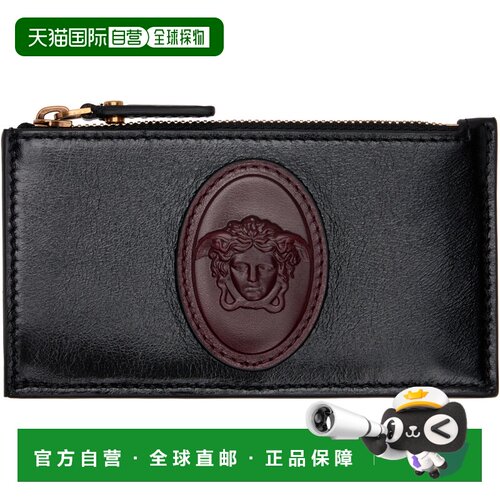 versace 范思哲 女士 黑色 & 棕色 Roomy Leather Zip 卡包 10241