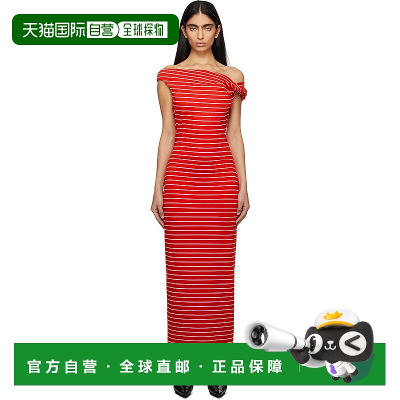 1h可退 潮奢 Msgm 女士 红色 & 白色条纹连衣裙 3841MDA30257115