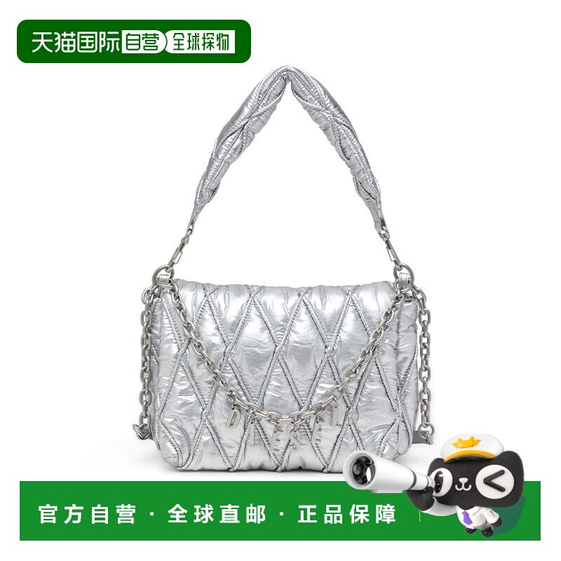 DIESEL 潮流字母吊饰4.2L 尼龙 单肩包 中号 女款 银色斜挎包
