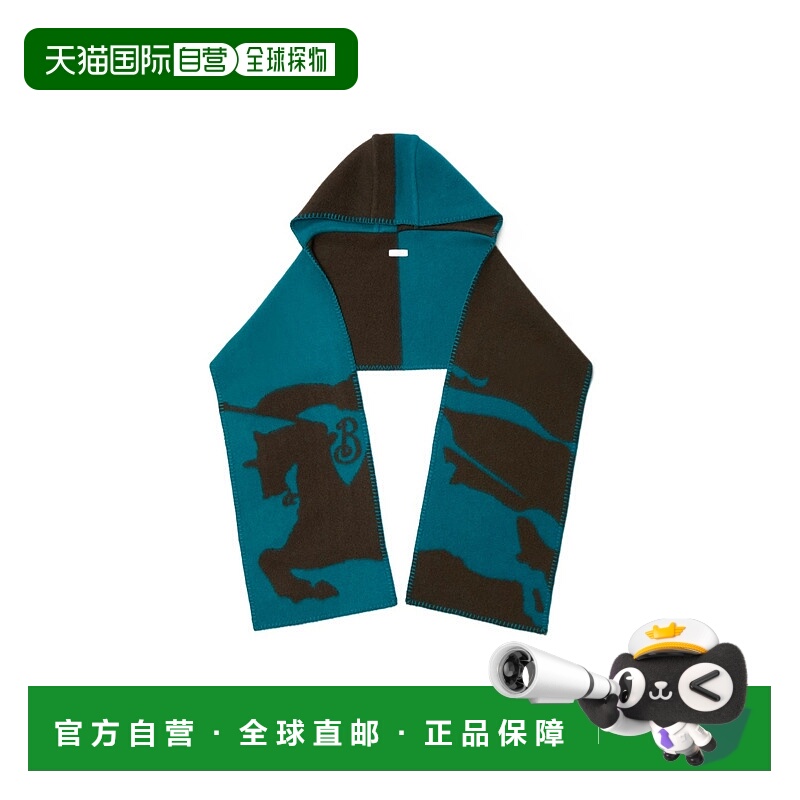 1h可退 BURBERRY 男士围巾 80907701 AW2024 绿色 EKD羊毛连帽围