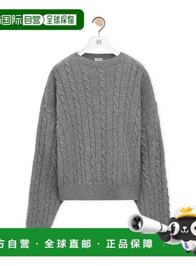 LOEWE 男士针织衫 H526Y14KIU1440 AW2024 灰色 绞花针织套衫