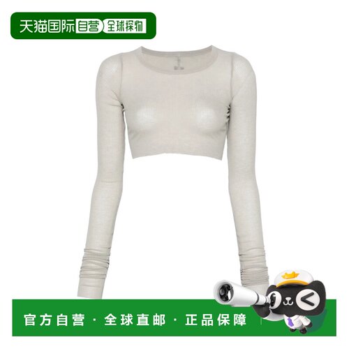 RICK OWENS 女士衬衫 RP01F6220RC08 SS2026 灰色 圆领长袖T恤
