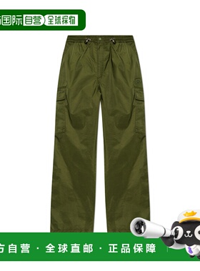 KENZO 男士休闲裤 FF55PA5149CE50 SS2025 绿色抽绳工装裤 阔腿裤