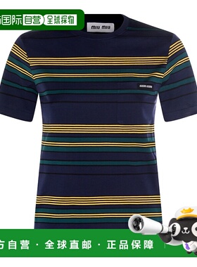 1h可退 潮奢 Miu Miu 缪缪 女士 條紋圓領 T 卹 MJNA09SOOO18ZV