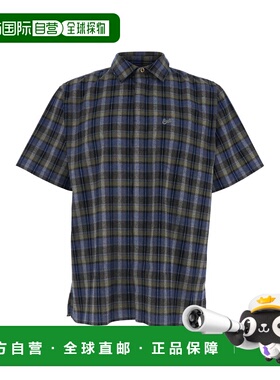 1h可退 潮奢 Erl 男士 男女通款灰色格纹短袖衬衫式梭织上衣 ERL1