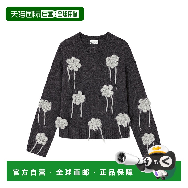 GANNI 女士针织衫 K2624252 AW2025 黑色 Ganni Sweater With Cro