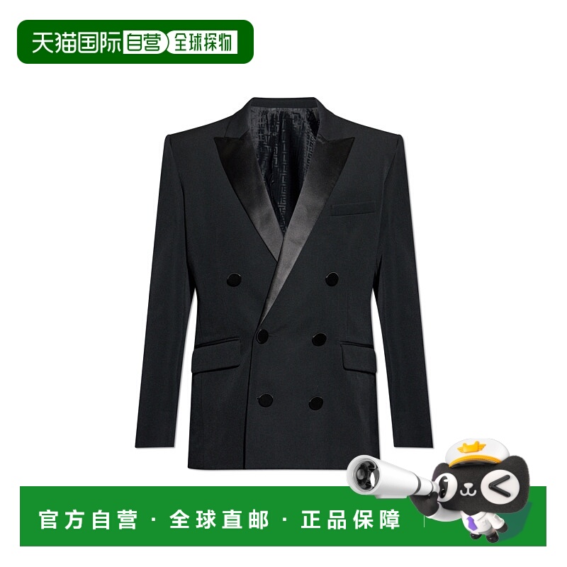 1h可退 BALMAIN 男士大衣 FH1SG195MH49EAP AW2025 黑色 翻领长袖