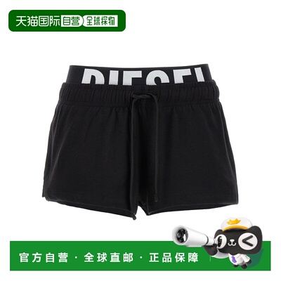 DIESEL 女士短裤 A214810IKBJ9XX CO 黑色 miranda-d-pop 标志腰