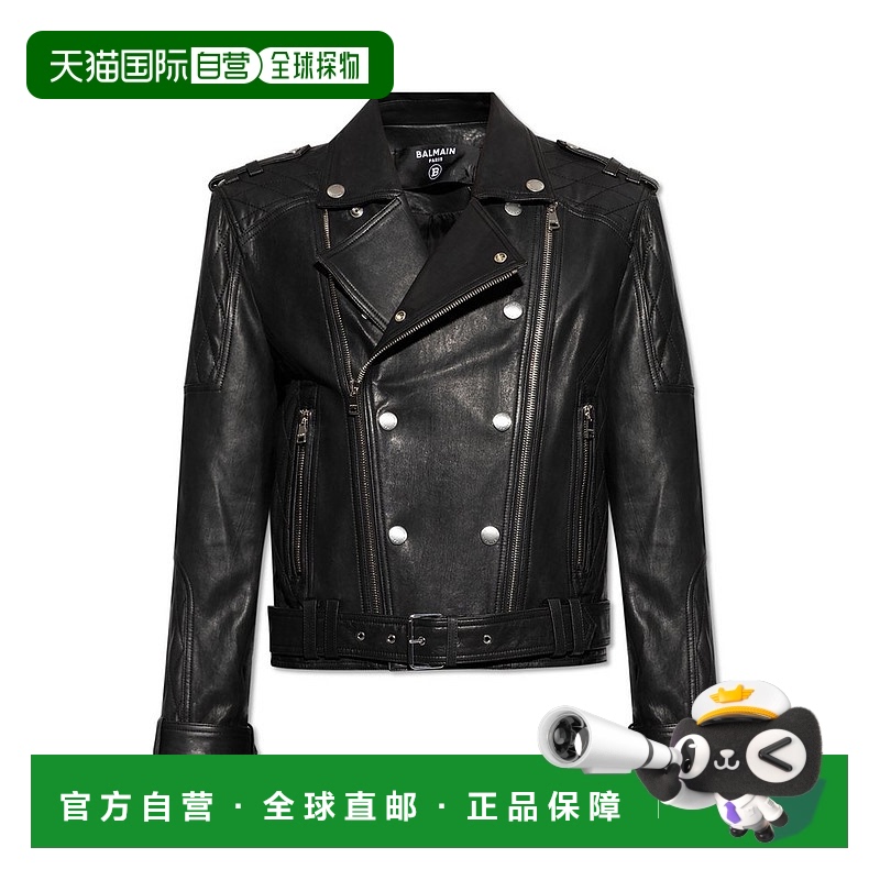 1h可退 潮奢 Balmain 巴尔曼 男士 长袖皮夹克 EH0TD551LD80