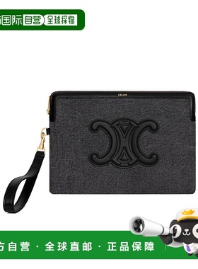 CELINE 女士卡包 10J502GV310DG AW2025 黑色 牛仔布 CUIR TRIOMP