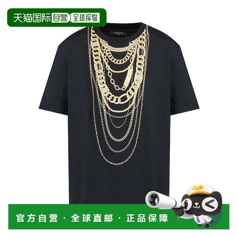 1h可退 BALMAIN 男士T恤 FH1EG000GF06EAD AW2025 黑色 T-shirt w