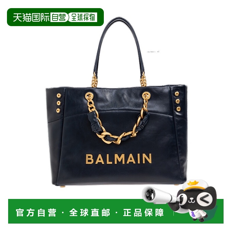 1h可退 BALMAIN 女士手提包 FN0FF827LTFL0CW AW2025 黑色 徽标手