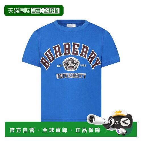 1h可退 BURBERRY 男童T恤 80691881 AW2024 蓝色 圆领短袖T恤