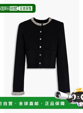1h可退 潮奢 Maje 女士 短款水晶装饰针织开衫 MFPCA00561BLACK